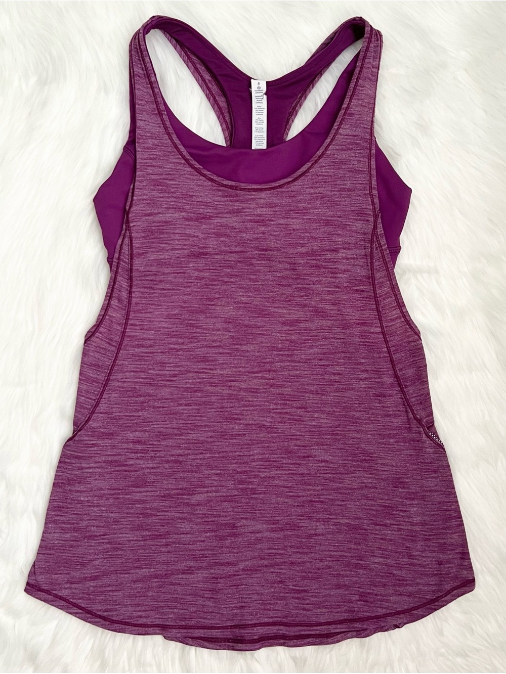 Lululemon On Track Tank Top In Purple Heathered Aurora With Built In Bra